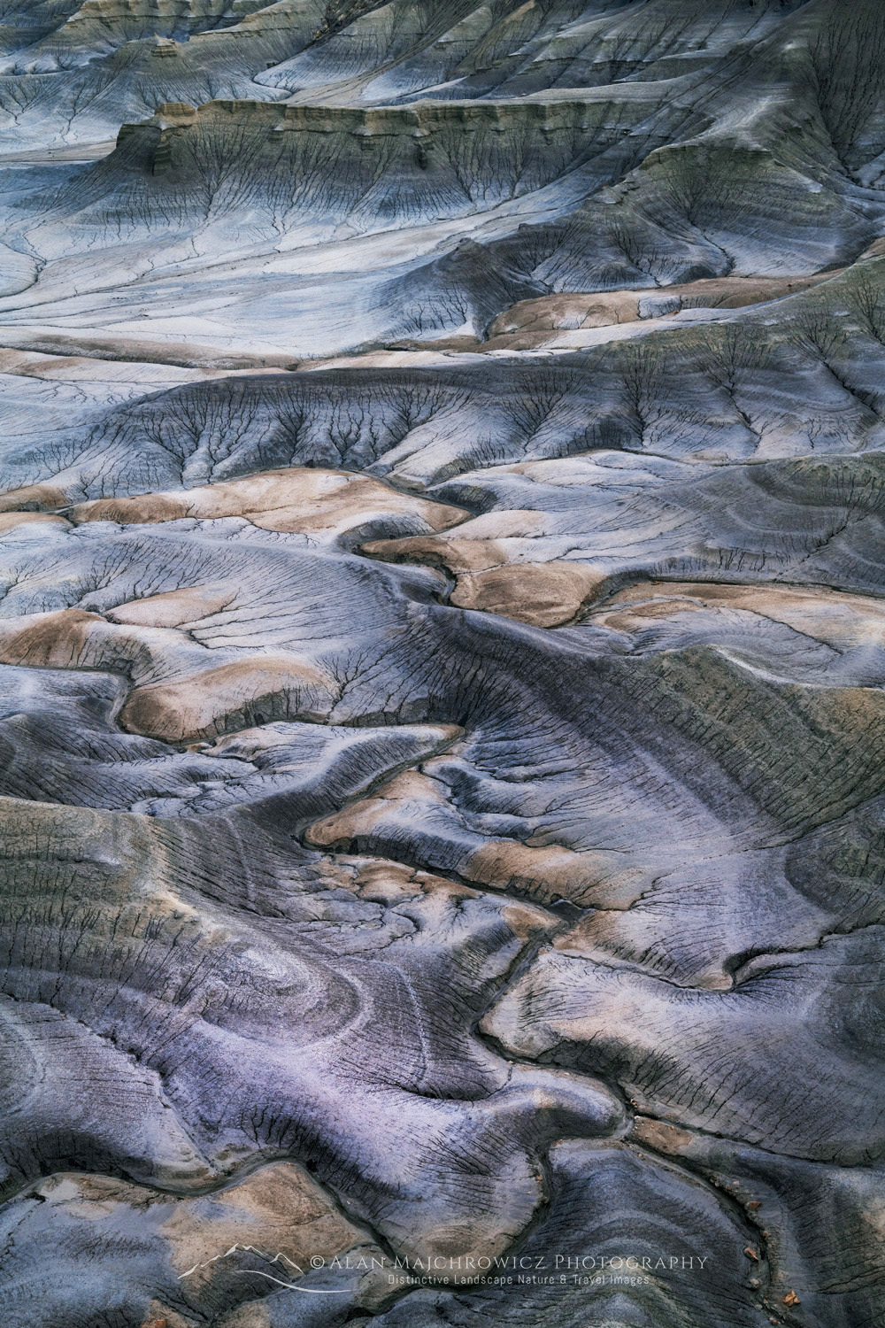 Dramatic view of the Upper Blue Hills Badlands from Skyline Rim. Caineville Desert, Utah #84906