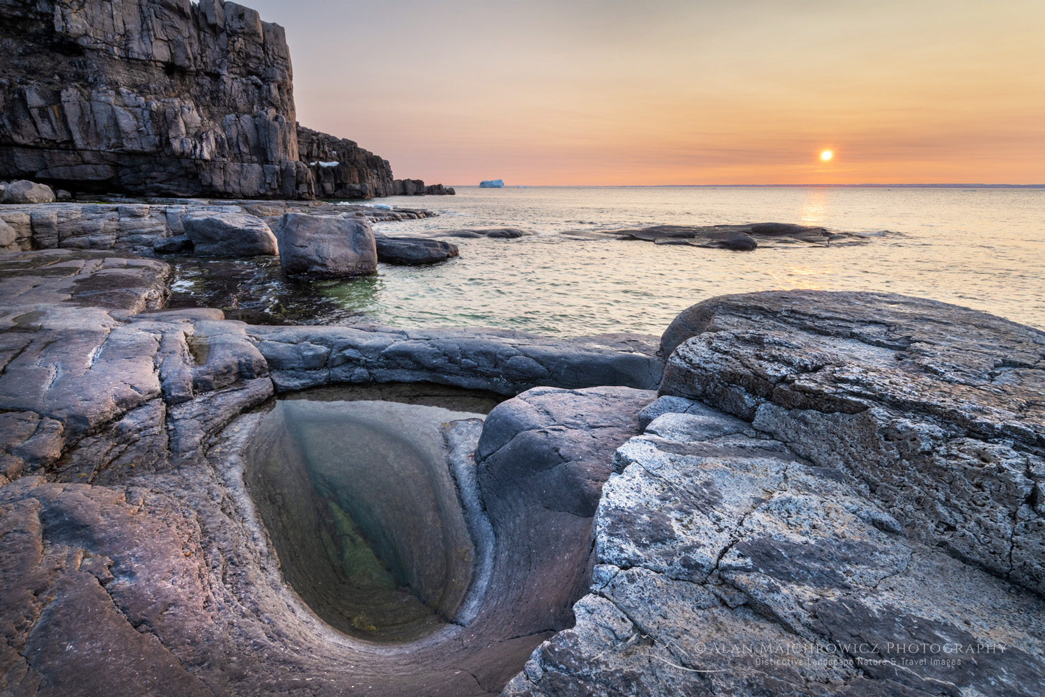 Sunset over Cape Norman on the Great Northern Peninsula. Cape Norman is the northernmost point of insular Newfoundland. Newfoundland and Labrador Canada #80455