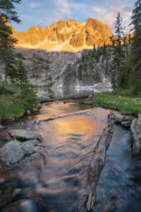Sevy Peak is seen from the outlet stream of Upper Cramer Lake. Sawtooth Wilderness. Idaho #83633 Sevy Peak is seen from the outlet stream of Upper Cramer Lake. Sawtooth Wilderness. Idaho #83633