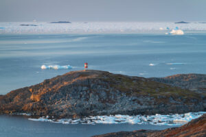 Pack ice and icebergs off the coast of Fogo Island Newfoundland and Labrador Canada #80152