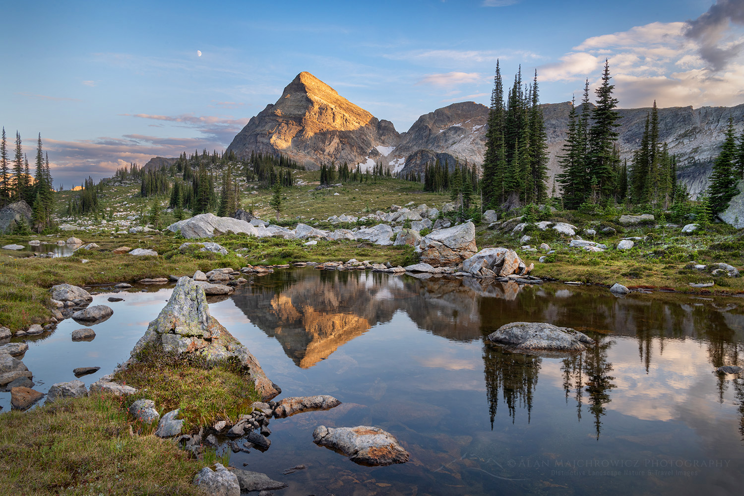 Gwillim Lakes, with Gregorio Peak in the distance. Valhalla Provincial Park, West Kootenays British Columbia Canada #80912