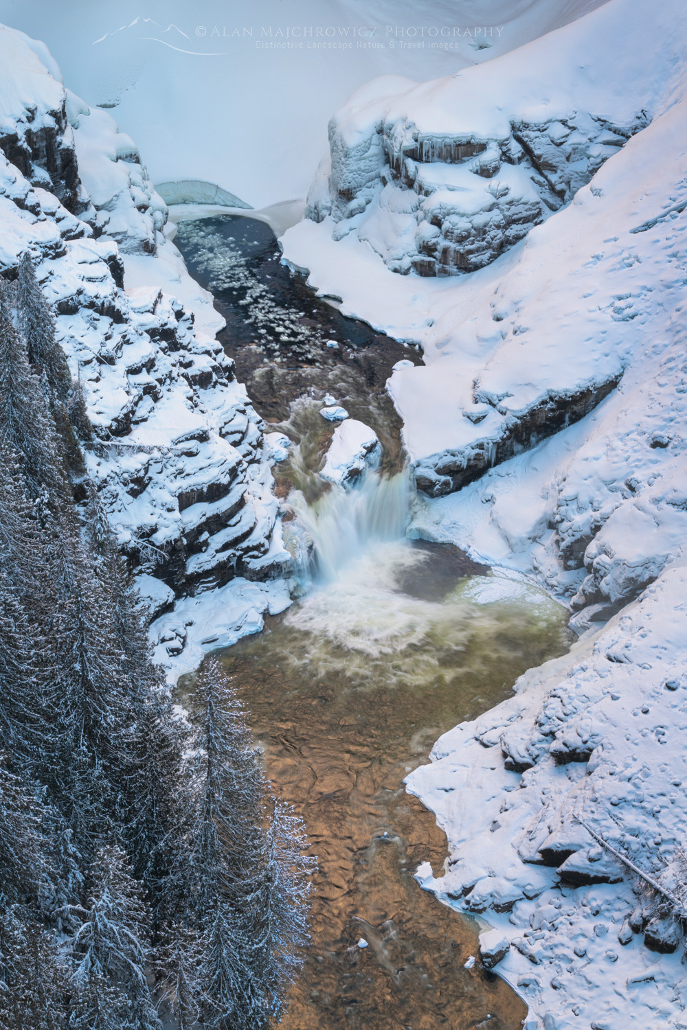 Murtle River below Helmcken Falls in winter Wells Gray Provincial Park British Columbia Canada #81936