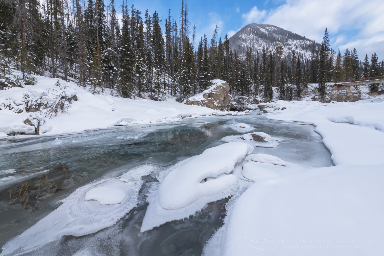 Kicking Horse River partially frozen in winter. Yoho National Park British Columbia Canada #82522