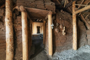 Interior of reconstructed lodgings at L’Anse aux Meadows National Historic Site. Sitting at the tip of the Great Northern Peninsula of the island of Newfoundland, the remains of an 11th-century Viking settlement are evidence of the first European presence in North America #80526