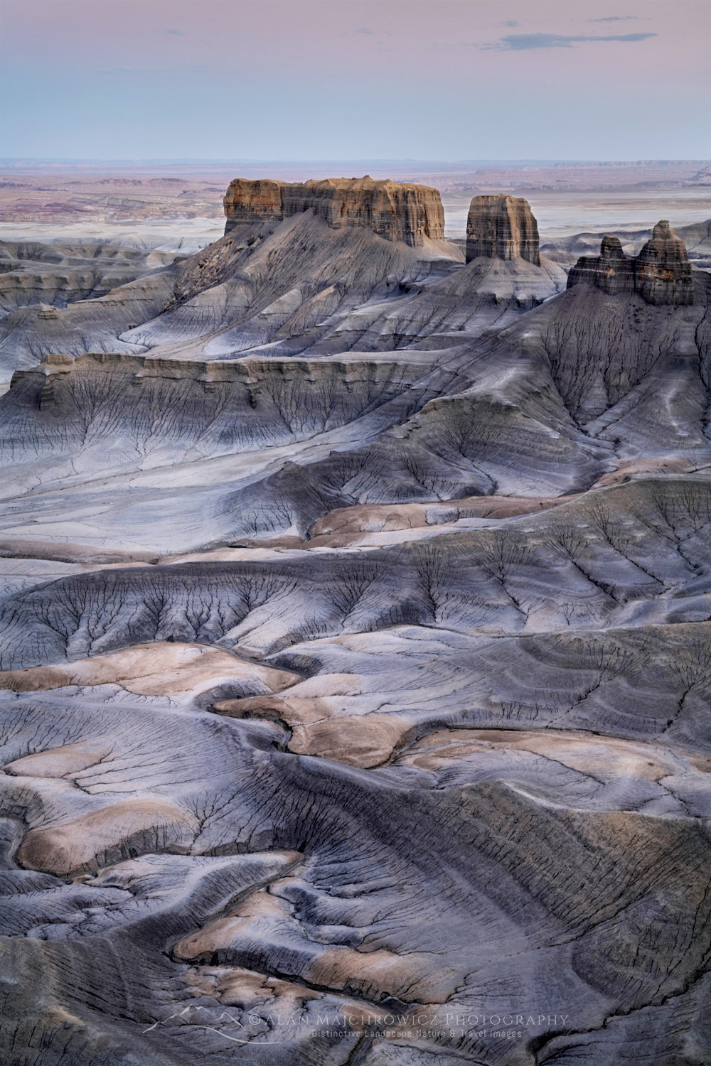 Dramatic view of the Upper Blue Hills Badlands from Skyline Rim. Caineville Desert, Utah #84907