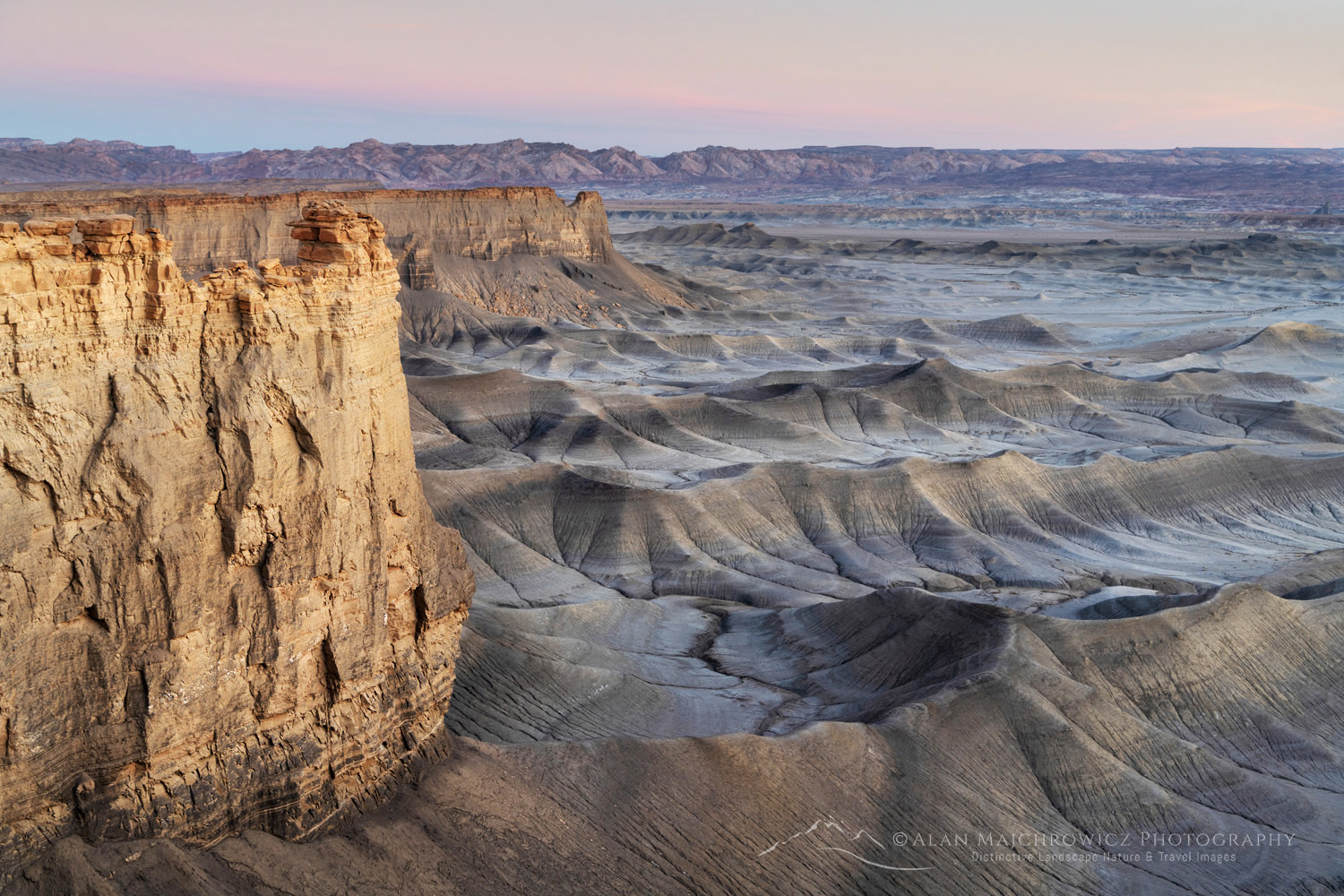 Dramatic view of the Upper Blue Hills Badlands from Skyline Rim. Caineville Desert, Utah #84911