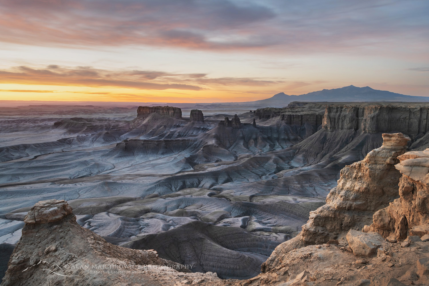 Dramatic view of the Upper Blue Hills Badlands from Skyline Rim. Caineville Desert, Utah #84974