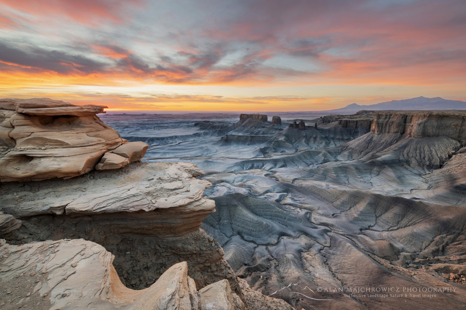 Dramatic view of the Upper Blue Hills Badlands from Skyline Rim. Caineville Desert, Utah #84997