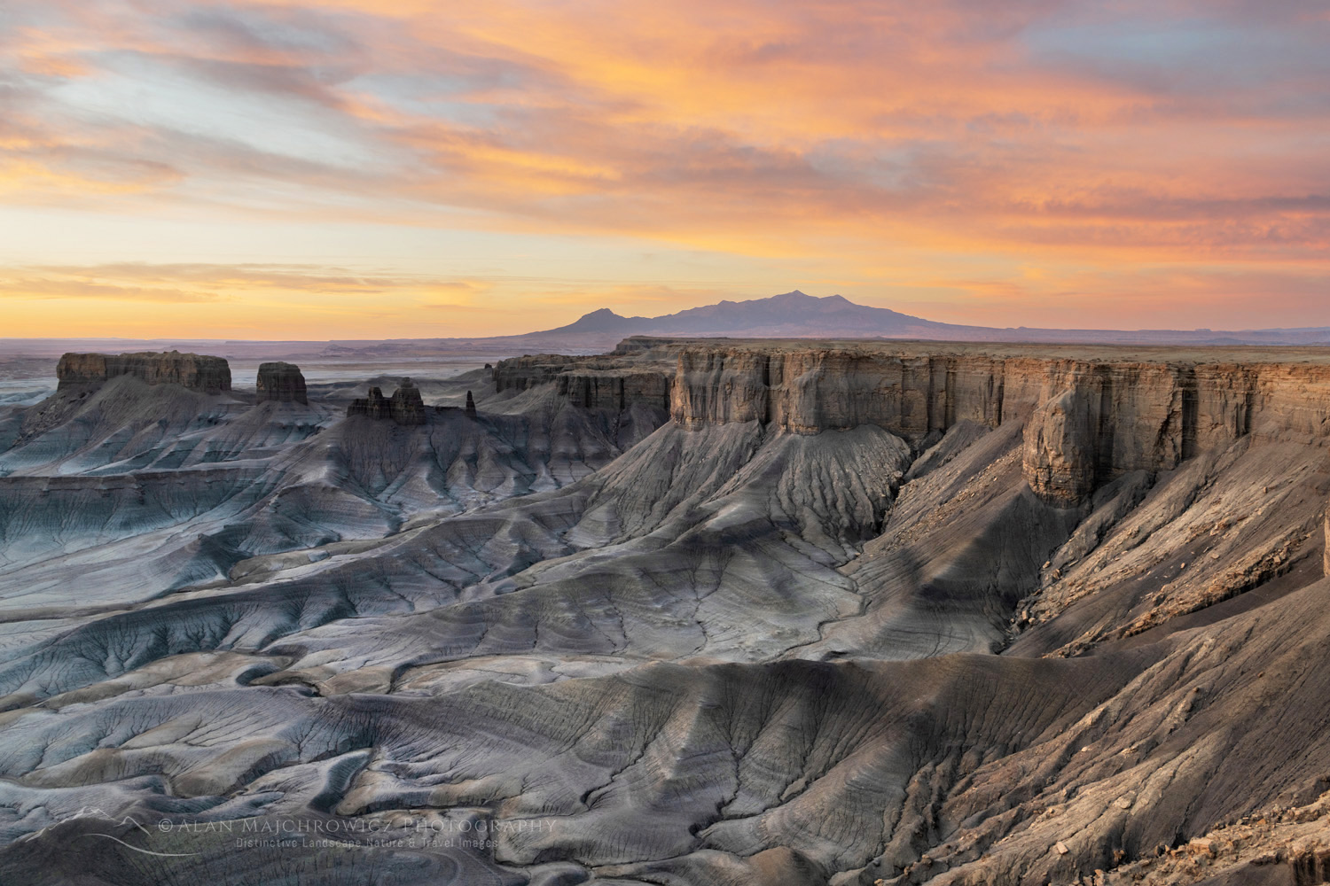 Dramatic view of the Upper Blue Hills Badlands from Skyline Rim. Caineville Desert, Utah #85005