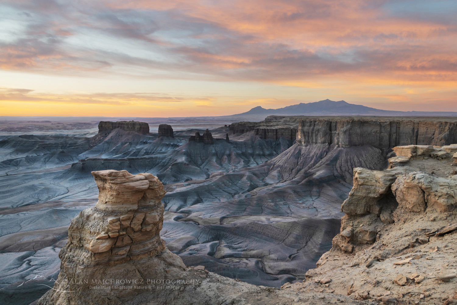 Dramatic view of the Upper Blue Hills Badlands from Skyline Rim. Caineville Desert, Utah #85009