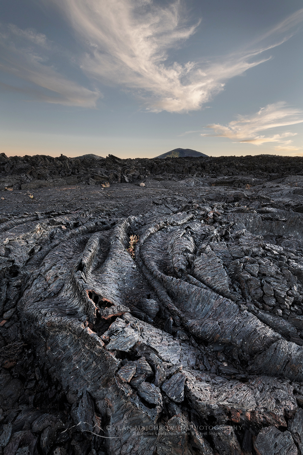 Twilight alpenglow over Blue Dragon Lava Flow, Craters of the Moon National Monument #73872r