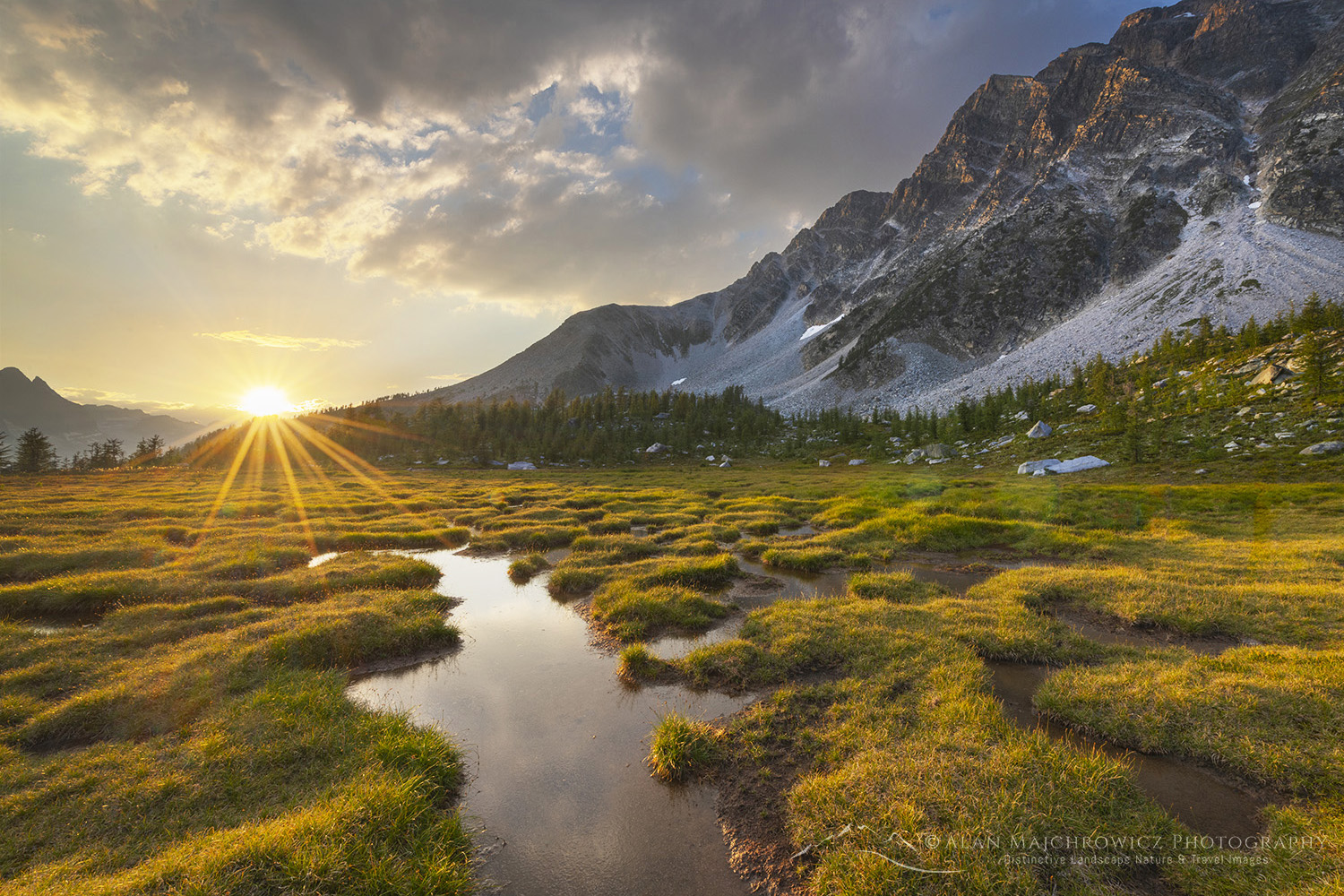 Sunset over ponds below Mount Monica. Purcell Mountains British Columbia Canada #81013