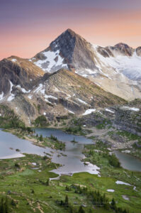 Sunset alpenglow over Russell Peak and Limestone Lakes Basin, Height-of-the-Rockies Provincial Park, British Columbia, Canada #46245
