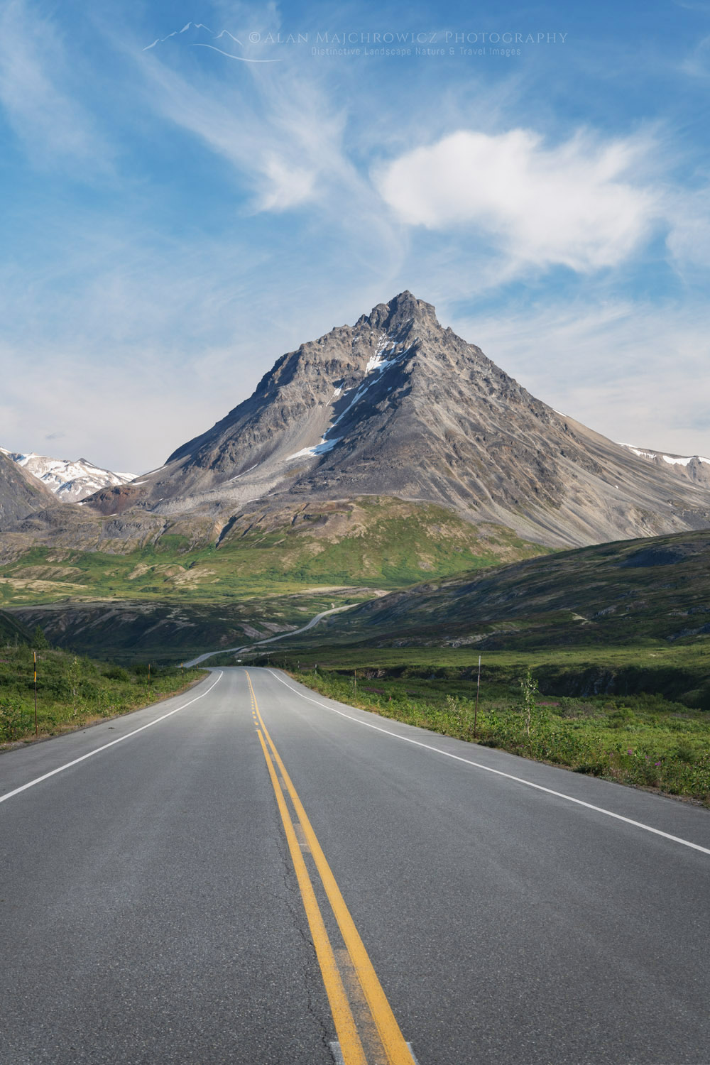Haines Highway near Haines Pass in the Alsek Range. Glave Peak is in the distance. British Columbia #86886