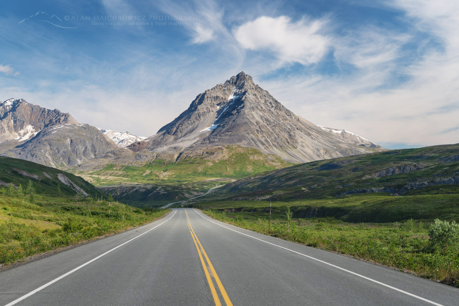 Haines Highway near Haines Pass in the Alsek Range. Glave Peak is in the distance. British Columbia #86887