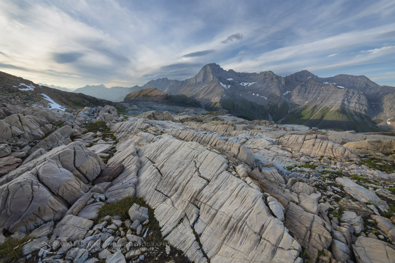 Karst formations in Limestone Lakes Basin. Mount Joffre is in the distance. Height of the Rockies Provincial Park #86436