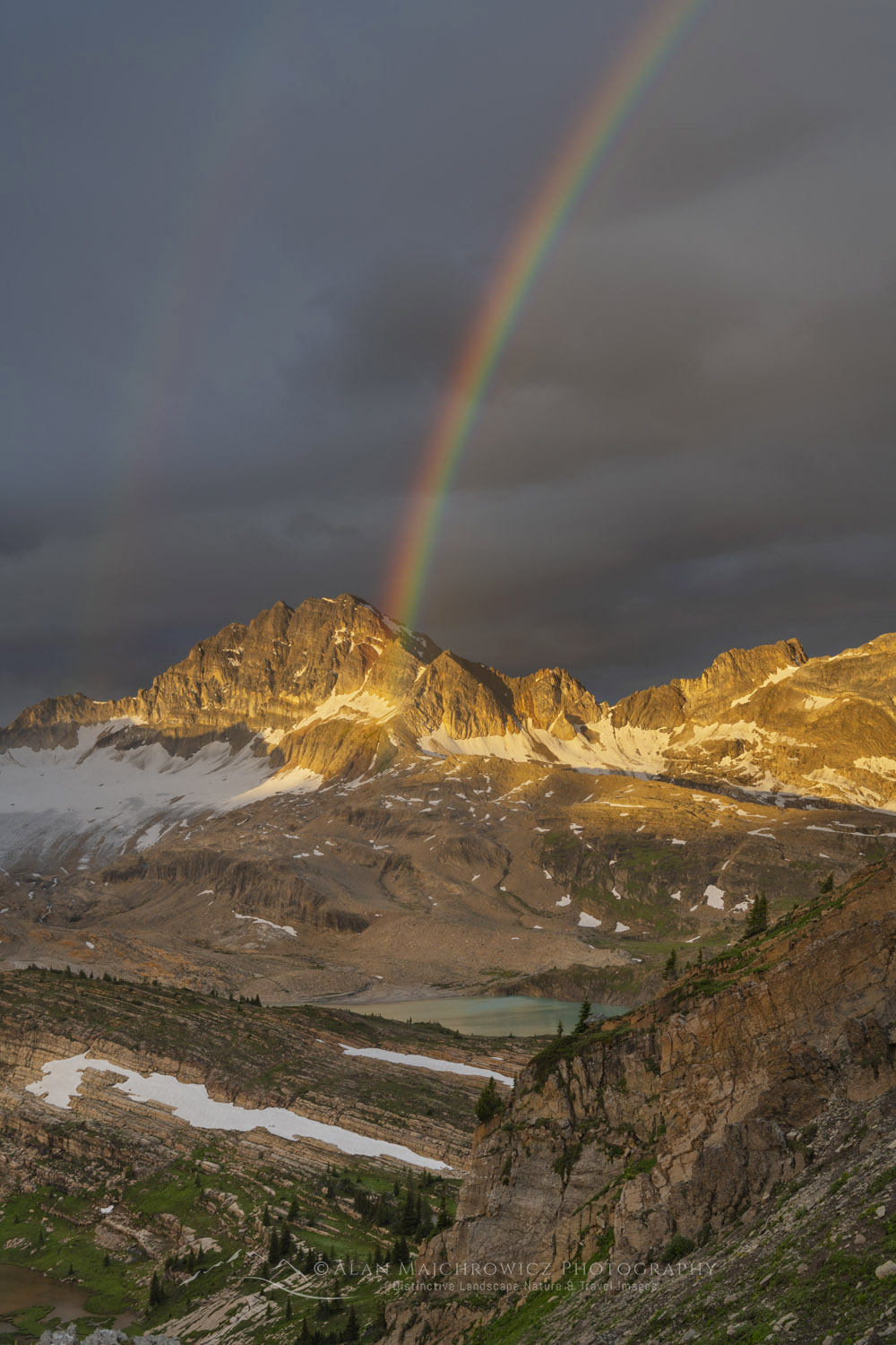 Sunrise rainbow over Limestone Lakes Basin. Height of the Rockies Provincial Park British Columbia #86470