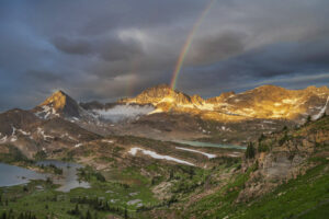 Sunrise rainbow over Limestone Lakes Basin. Height of the Rockies Provincial Park British Columbia #86474