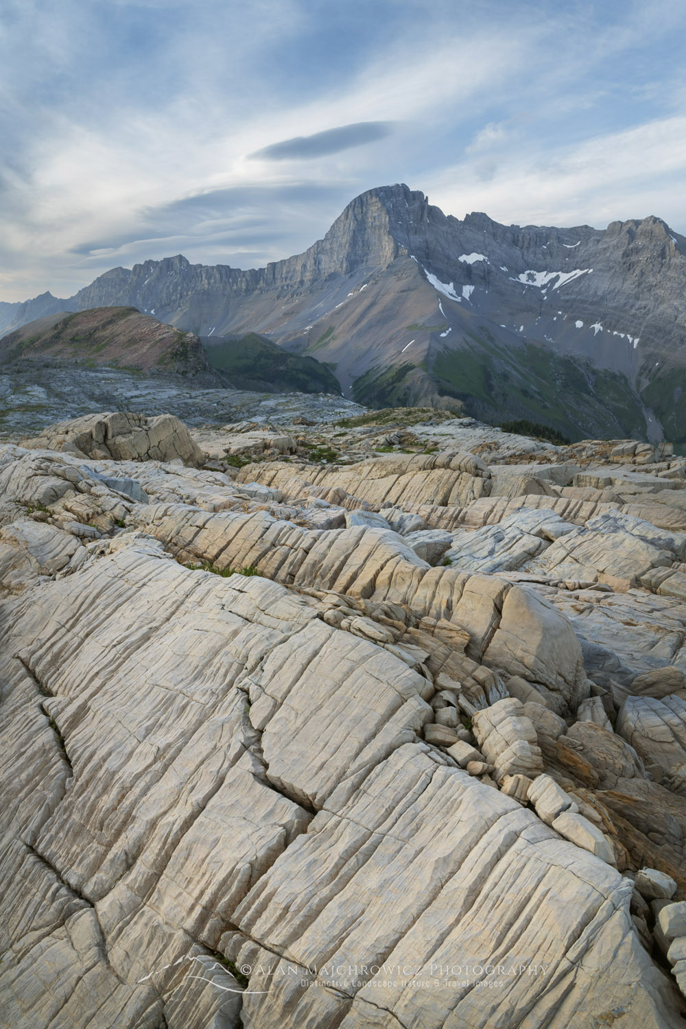 Karst formations in Limestone Lakes Basin. Mount Joffre is in the distance. Height of the Rockies Provincial Park #86434
