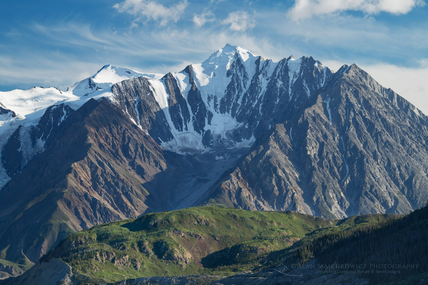 Mount Maxwell seen fronm Canada Creek along the Ä’äy Chù (Slim's River) West trail,.Kluane National Park, Yukon #86709