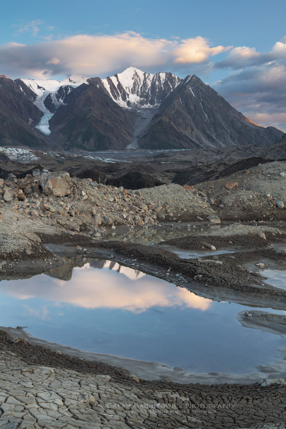 Mount Maxwell and tarns on the debris field at the toe of the Kaskawulsh Glacier. Ä’äy Chù (Slim's River) West, Kluane National Park, Yukon #86761