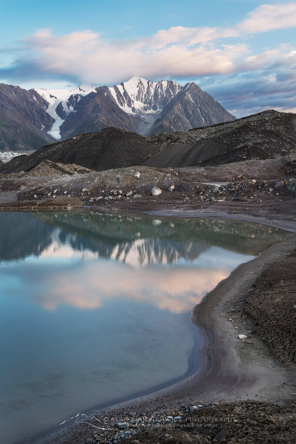 Mount Maxwell and tarns on the debris field at the toe of the Kaskawulsh Glacier. Ä’äy Chù (Slim's River) West, Kluane National Park, Yukon #86769