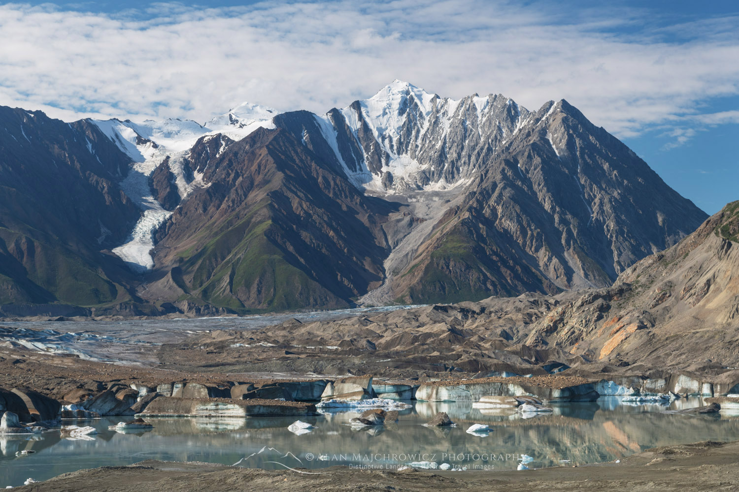 Mount Maxwell seen from the ice-marginal lake at the toe of the Kaskawulsh Glacier. Ä’äy Chù (Slim's River) West, Kluane National Park, Yukon #86790