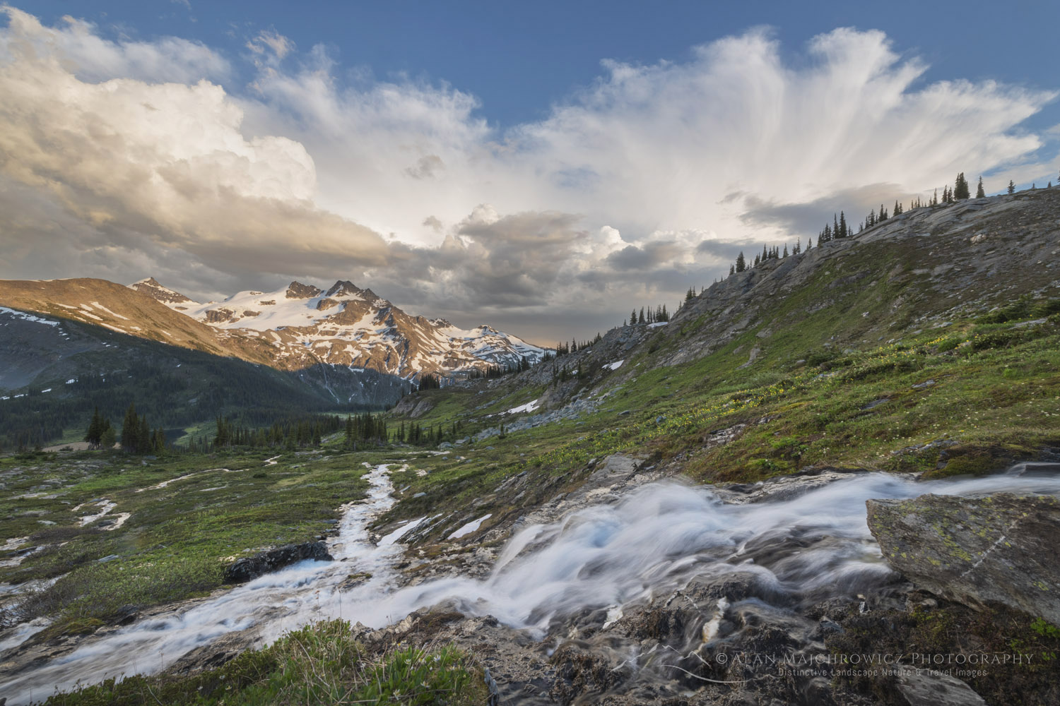 Evening storm clouds over Twin Towers, Cony Peak, and Spillimacheen Glacier. Seen from Silent Mountain. Purcell Mountains British Columbia #86274