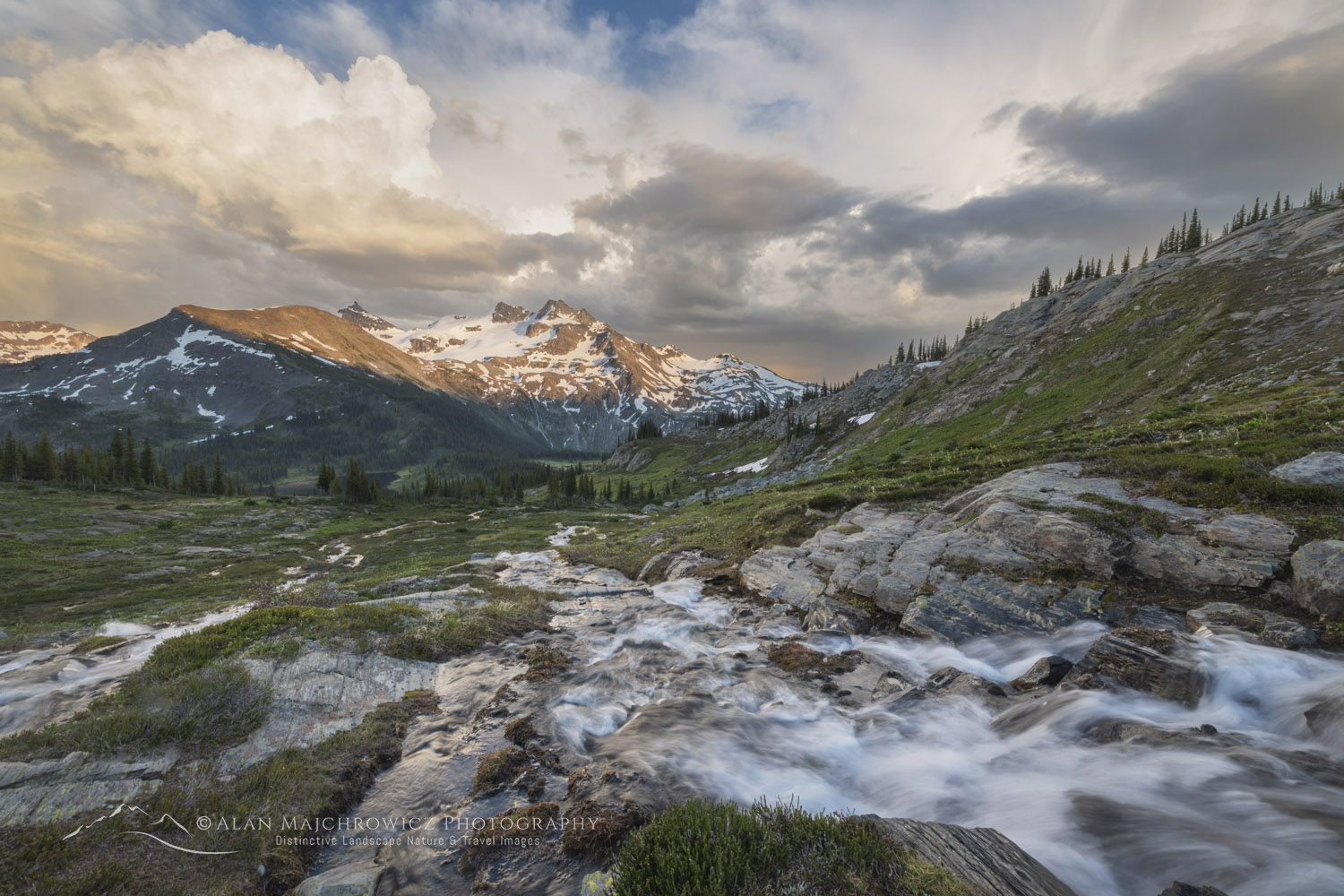 Evening storm clouds over Twin Towers, Cony Peak, and Spillimacheen Glacier. Seen from Silent Mountain. Purcell Mountains British Columbia #86277