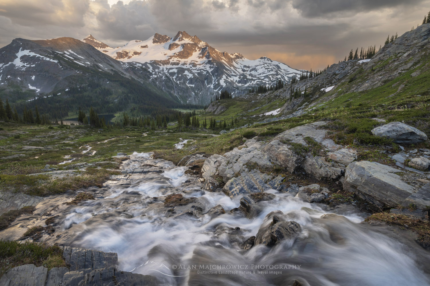 Evening storm clouds over Twin Towers, Cony Peak, and Spillimacheen Glacier. Seen from Silent Mountain. Purcell Mountains, British Columbia #86285