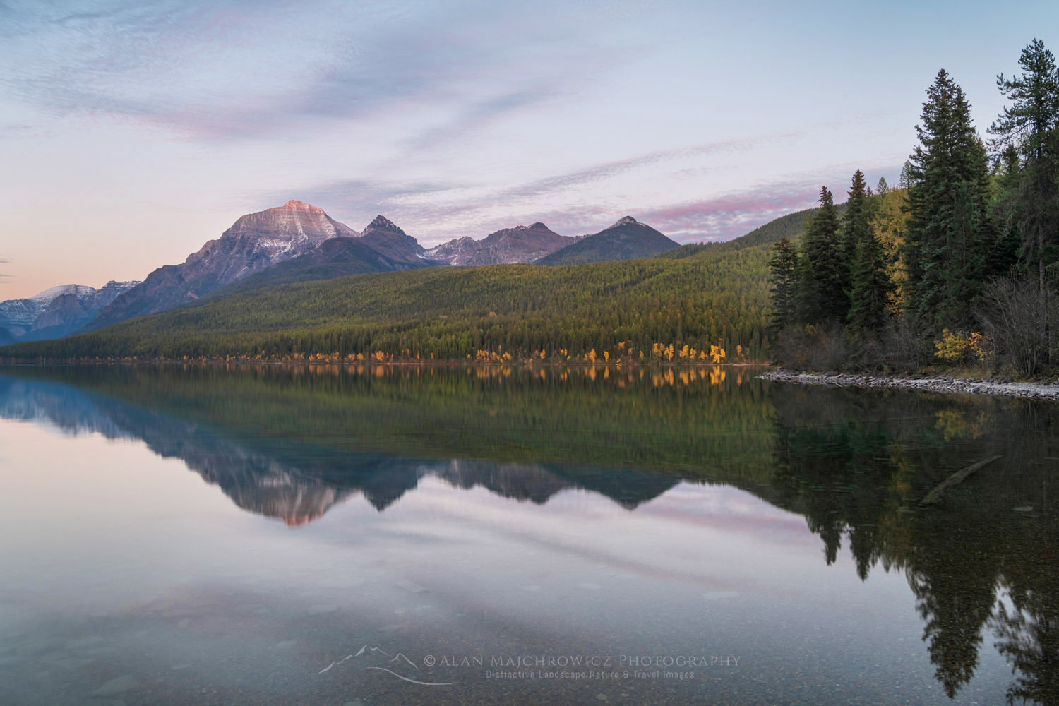 Bowman Lake and Rainbow Peak, Glacier National Park Montana