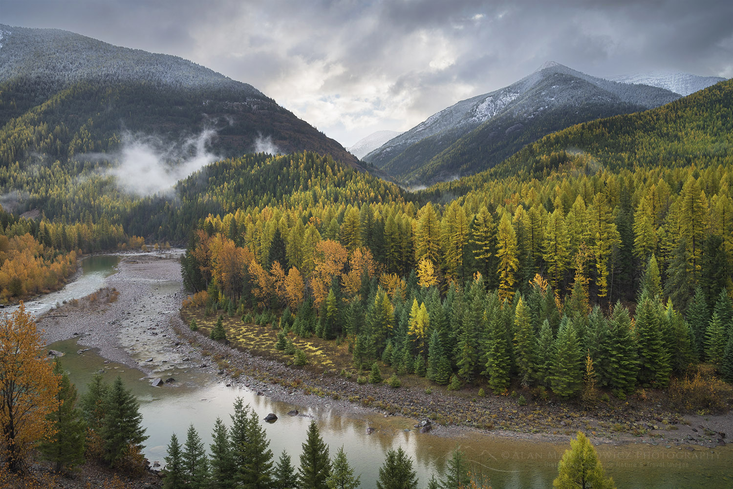 Fall foliage along the Middle Fork Flathead River. Glacier National Park, Montana #87652