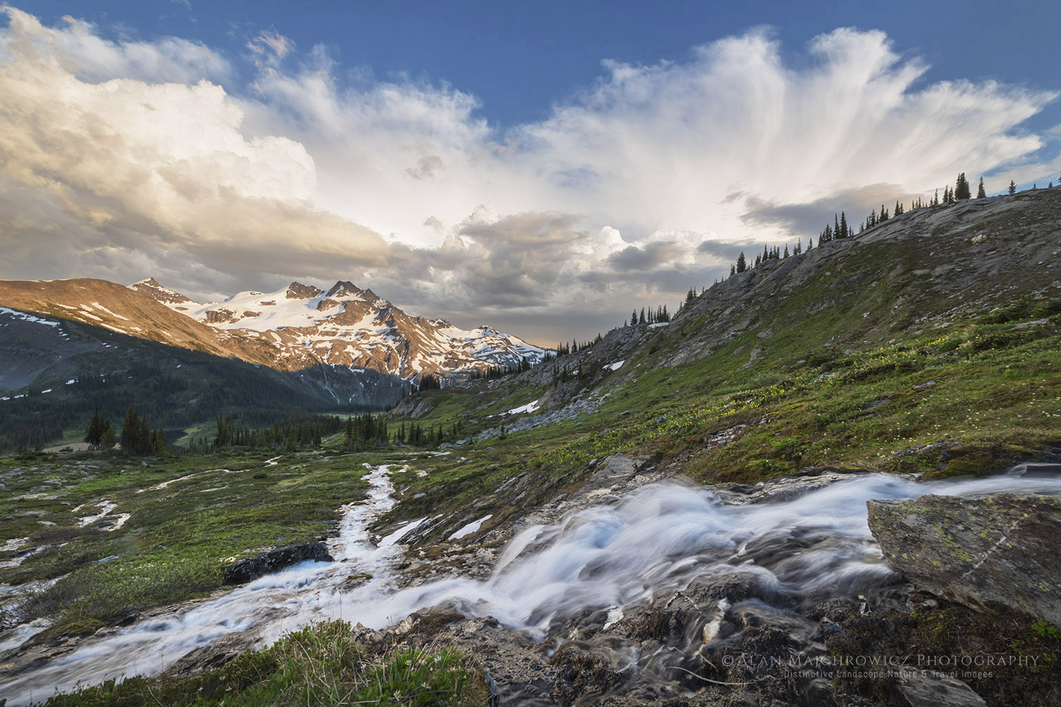 Evening storm clouds over Twin Towers, Cony Peak, and Spillimacheen Glacier. Seen from Silent Mountain. Purcell Mountains, British Columbia #86274