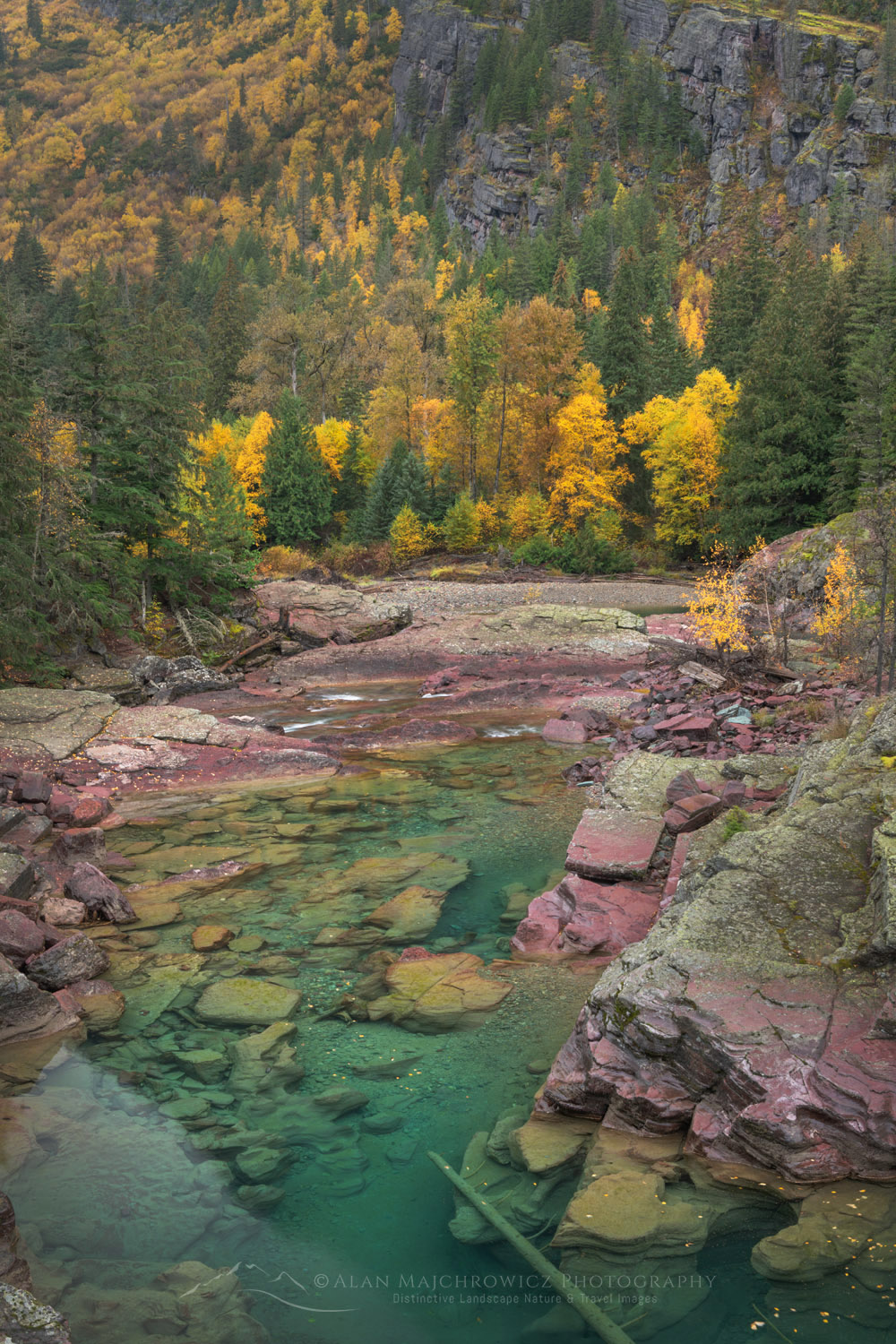 Red Rock Point on Mcdonald Creek, Glacier National Park Montana