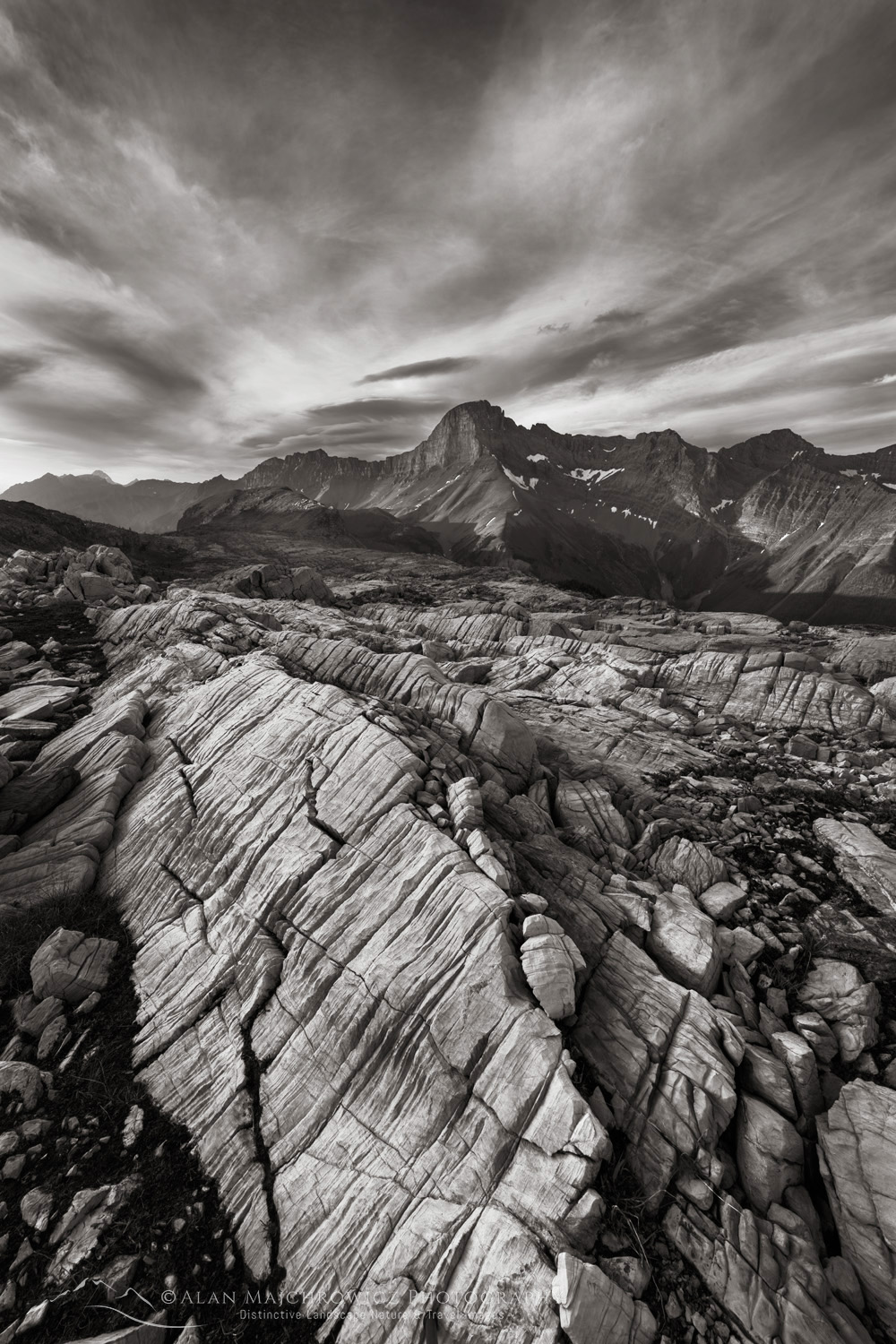 Karst formations in Limestone Lakes Basin. Mount Joffre is in the distance. Height of the Rockies Provincial Park #86437bw