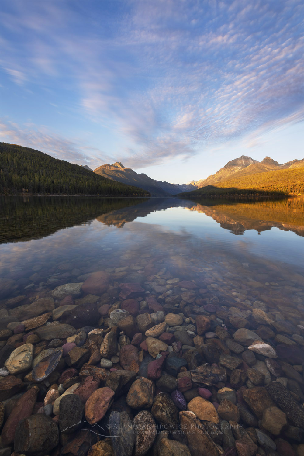 Bowman Lake, Numa Peak (L), and Rainbow Peak in the distance. Glacier National Park, Montana #87426