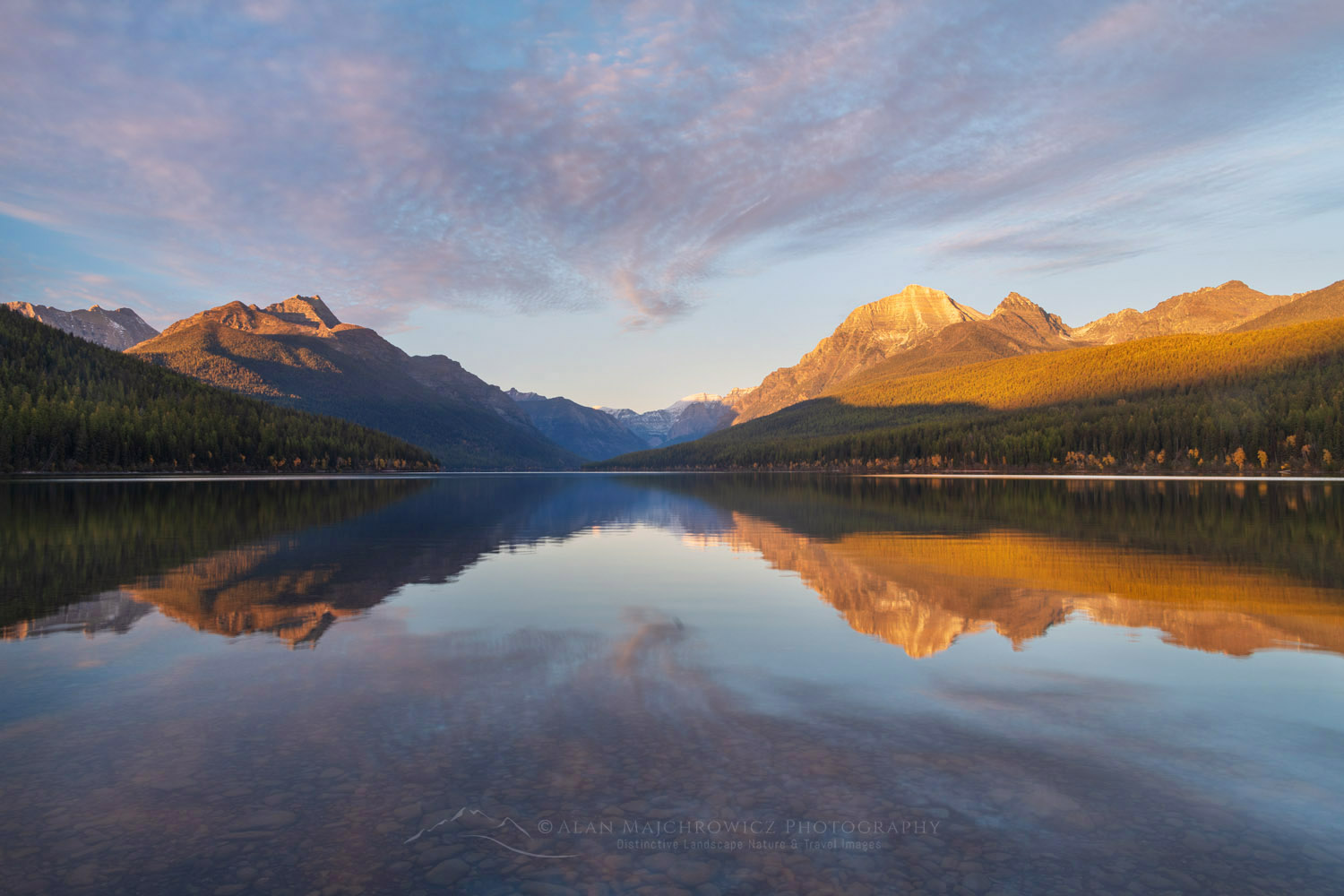 Bowman Lake, Numa Peak (L), and Rainbow Peak in the distance. Glacier National Park, Montana #87442
