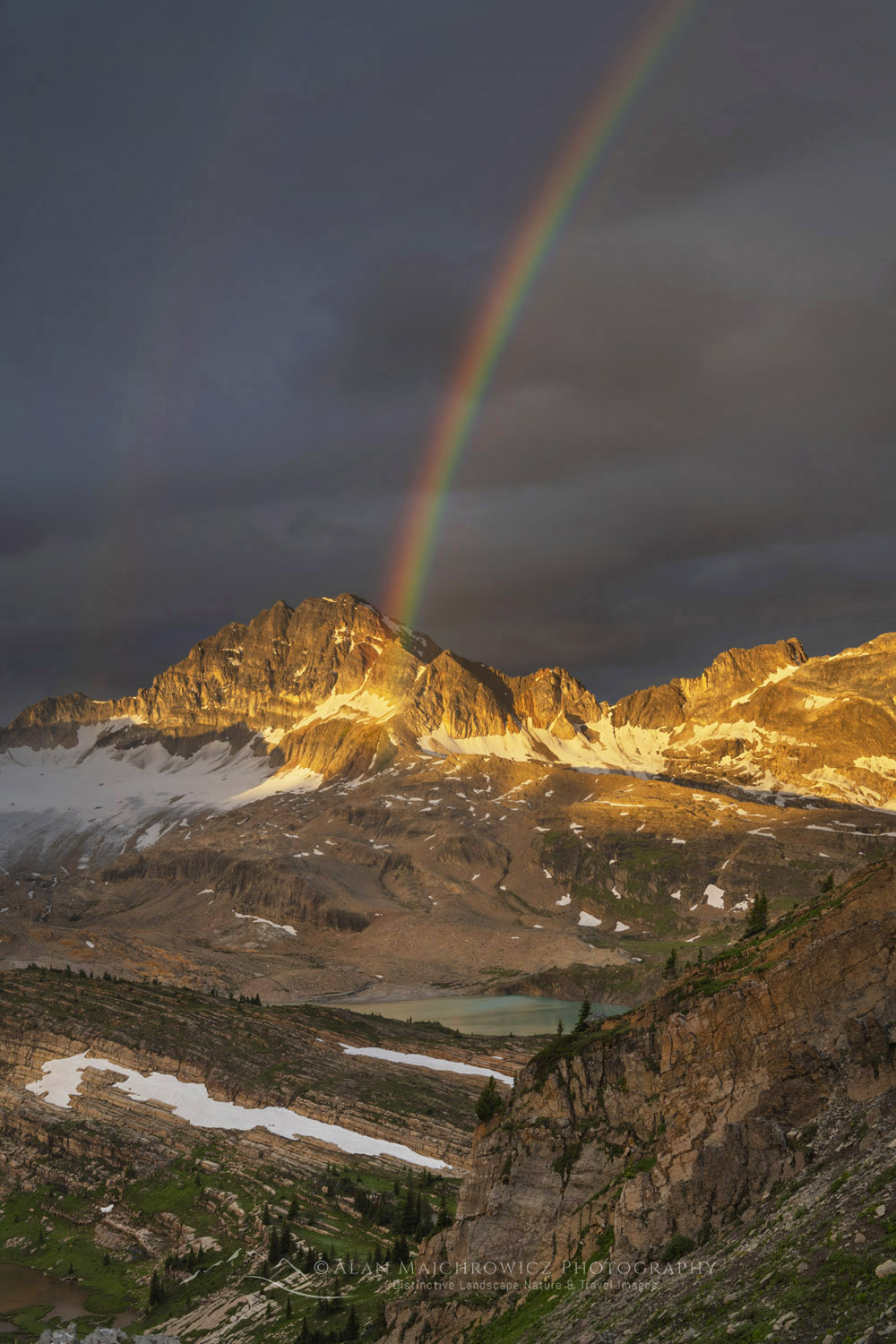 Sunrise rainbow over Limestone Lakes Basin. Height of the Rockies Provincial Park, British Columbia #86470