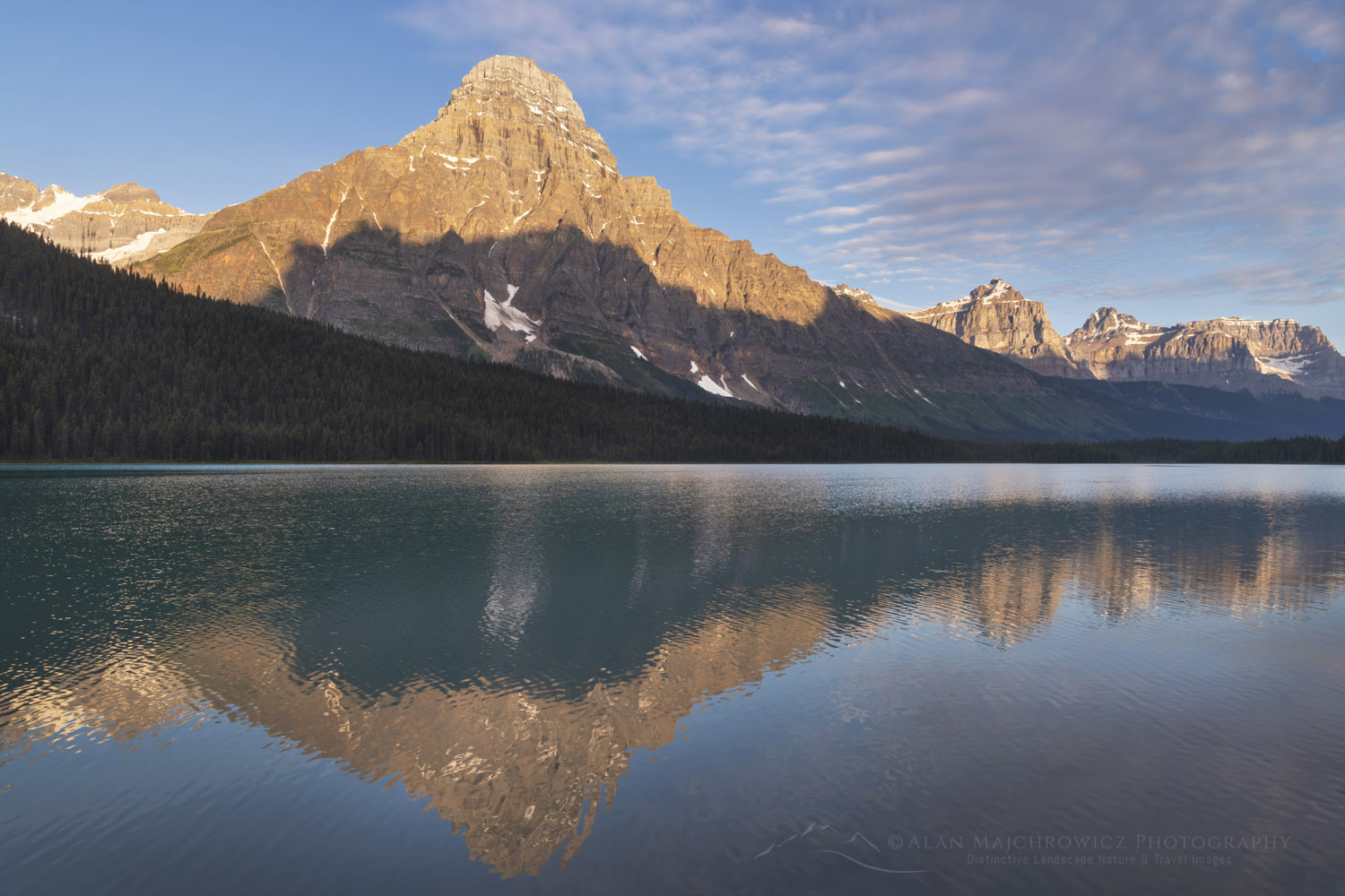 Mount Chephren reflected in Waterfowl Lake. Banff National Park, Alberta, Canada #86613