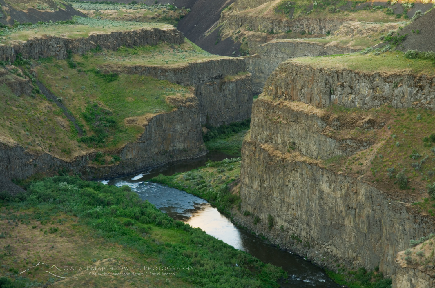 Palouse River flowing through layered basalt flows of the Columbia Plateau Washington #51479