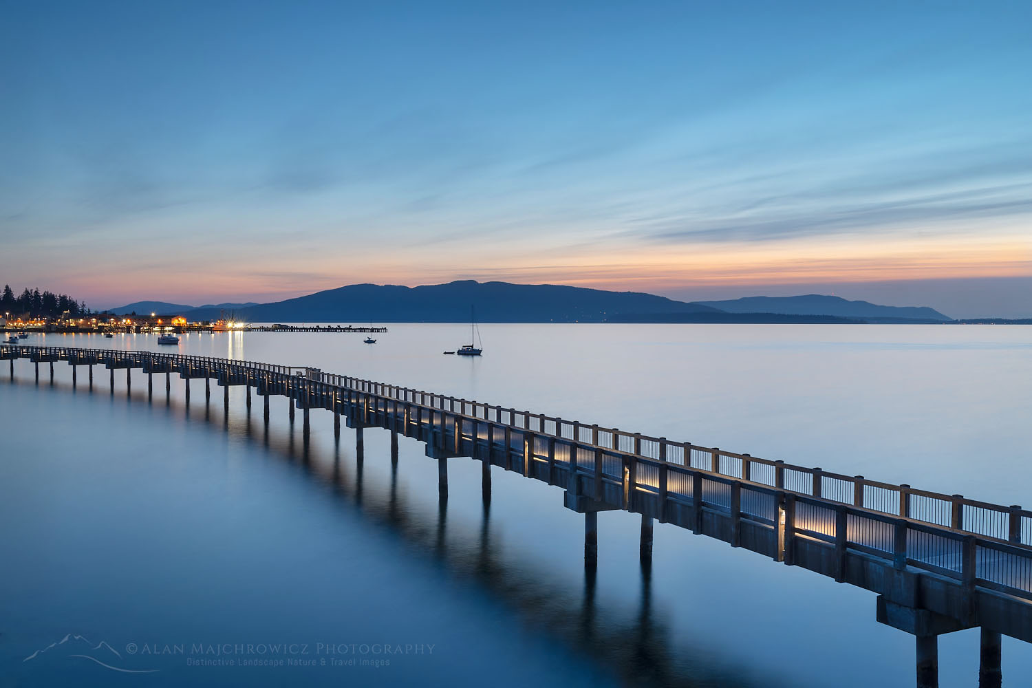 Taylor Dock Boardwalk during twilight afterglow, Boulevard Park Bellingham Washington #70663