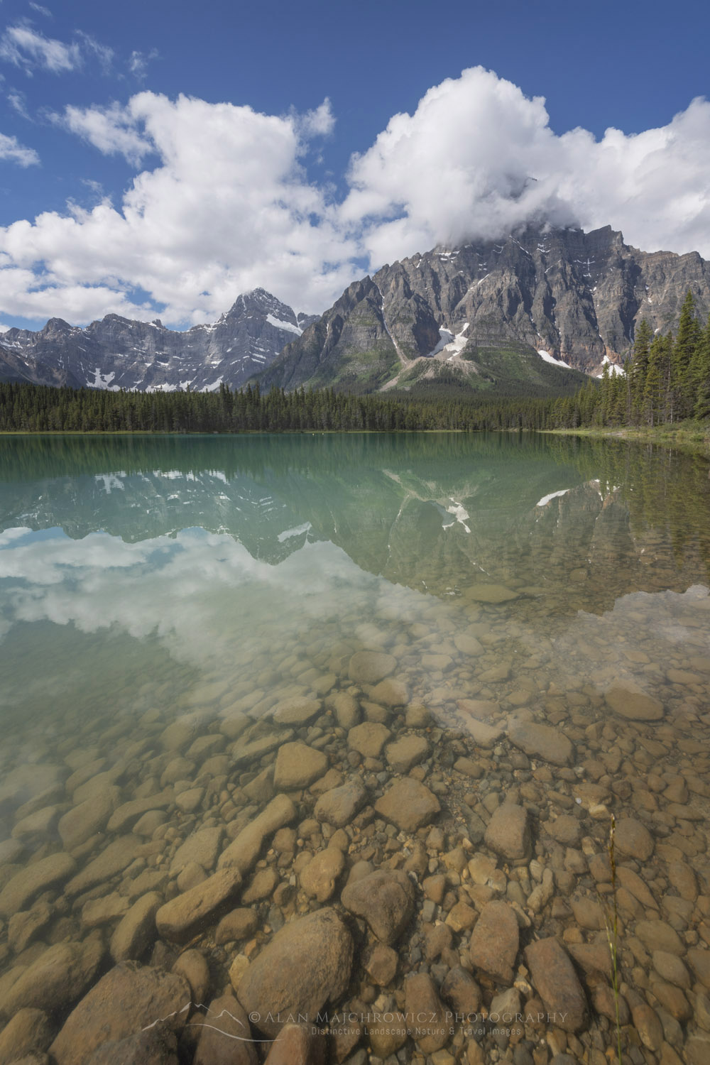 Mount Chephren reflected in Waterfowl Lake. Banff National Park, Alberta, Canada #86606