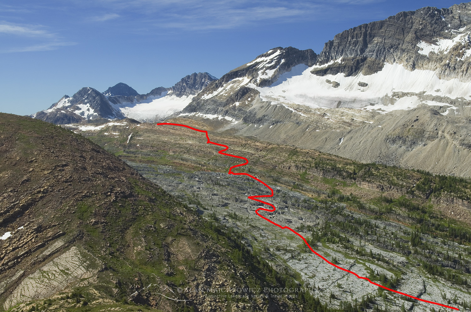 Route to Limestone Lakes Basin, Height of the Rockies Provincial Park British Columbia
