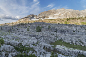 Broken cliffs of limestone Height of the Rockies Provincial Park British Columbia