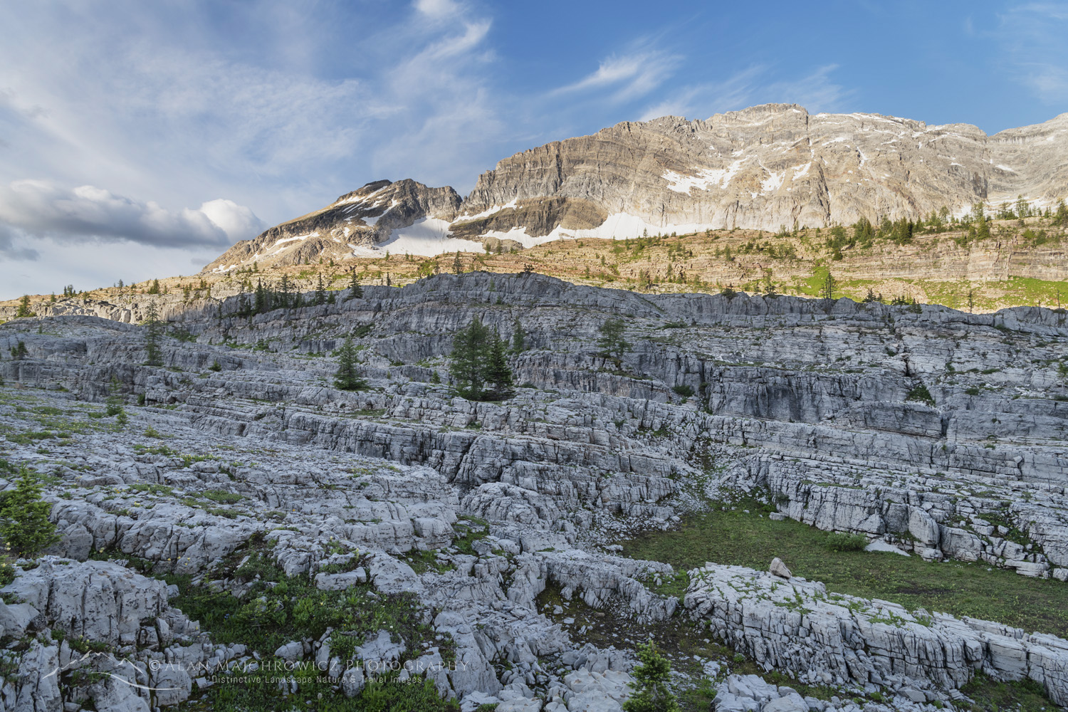 Broken cliffs of limestone Height of the Rockies Provincial Park British Columbia