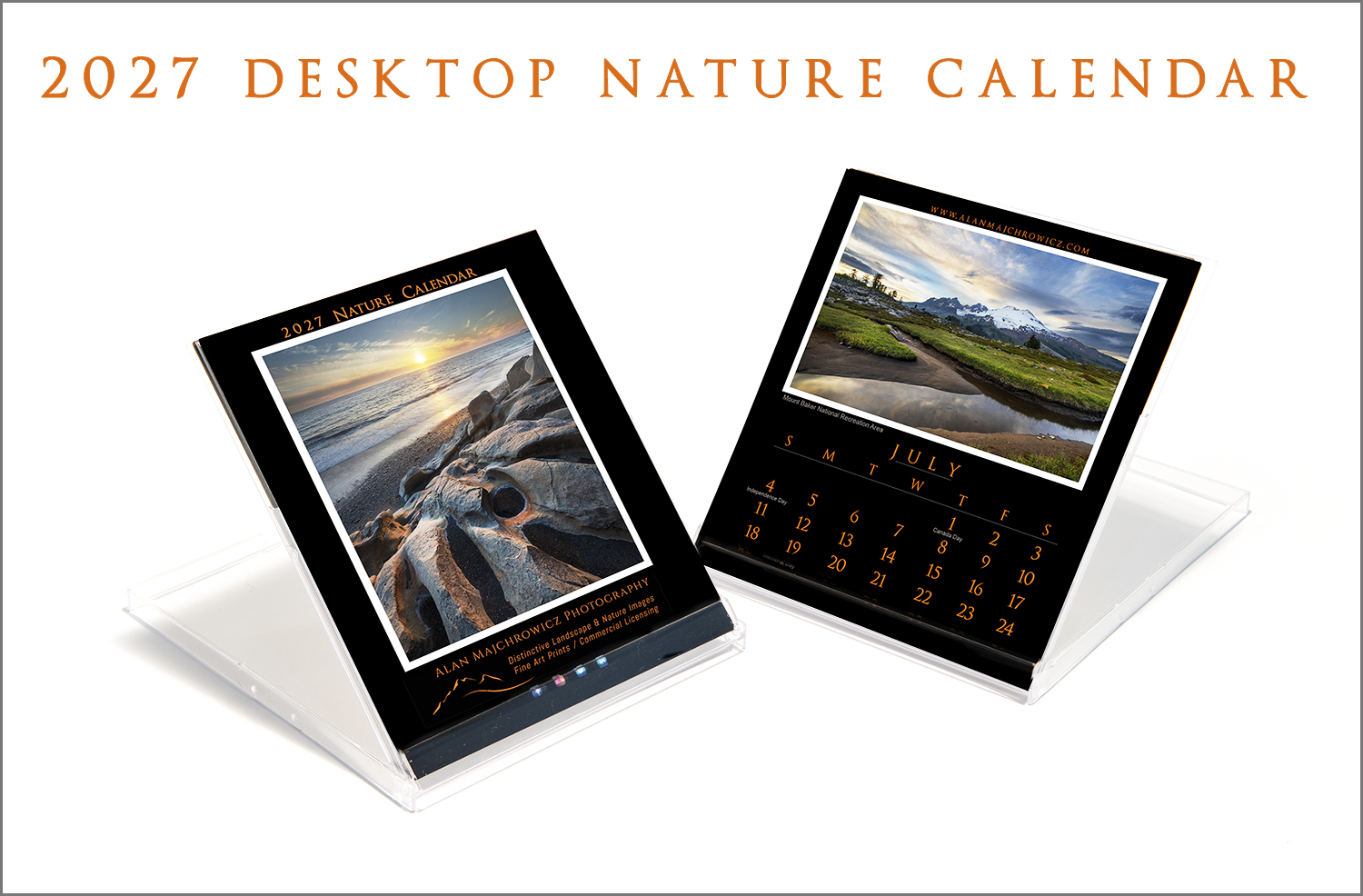 2027 Desktop Nature Calendar. Presented in a CD jewel case, they're perfect for offices, kitchen counters, and nightstands.