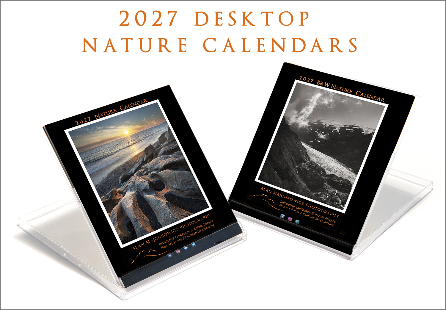 2027 Desktop Nature Calendar. Presented in a CD jewel case, they're perfect for offices, kitchen counters, and nightstands.