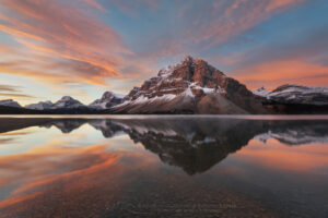 Sunrise over Bow Lake, with Crowfoot Mountain in the distance. Banff National Park. Alberta, Canada #88692