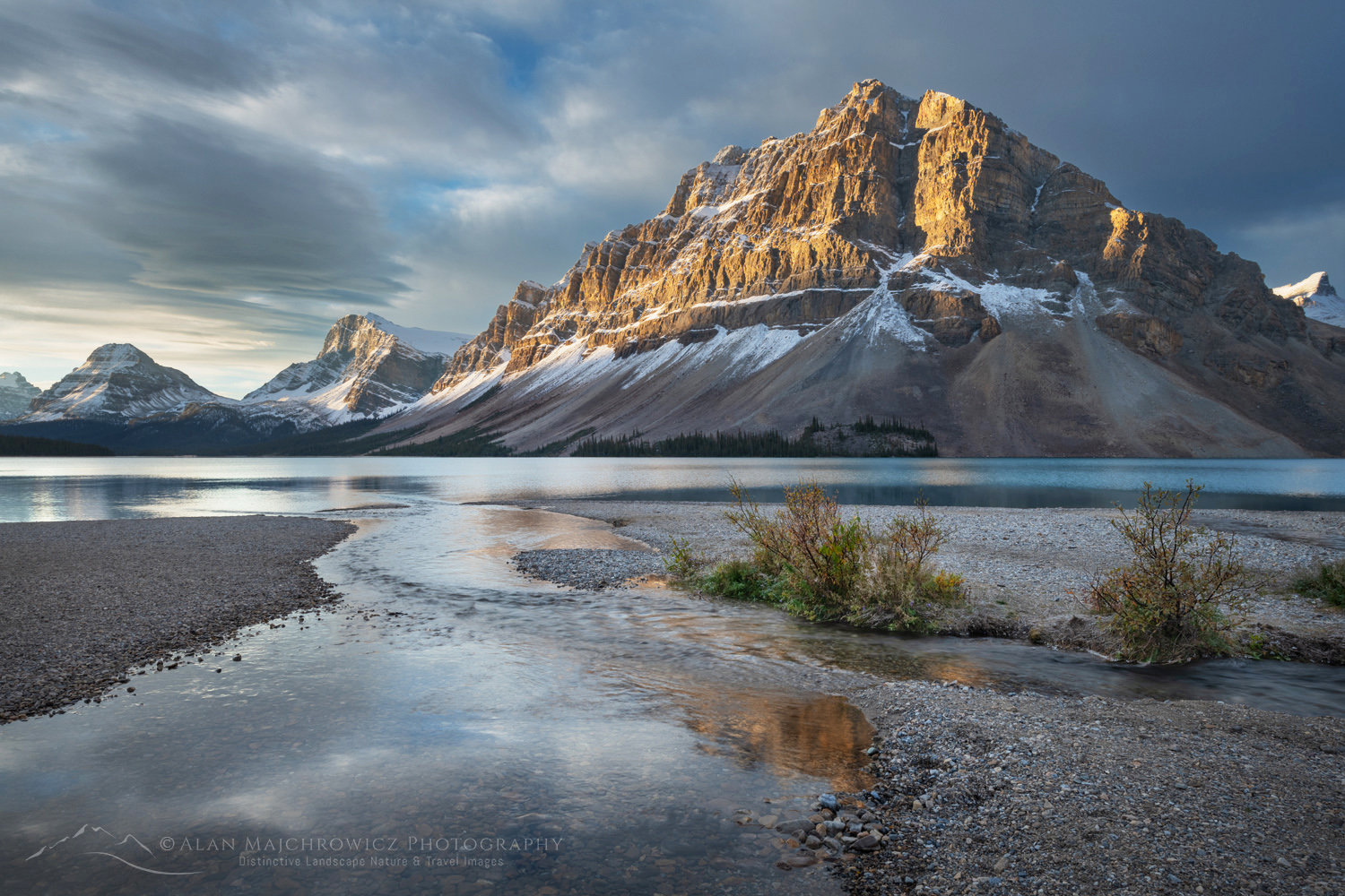 Sunrise over Bow Lake, with Crowfoot Mountain in the distance. Banff National Park. Alberta, Canada #88763