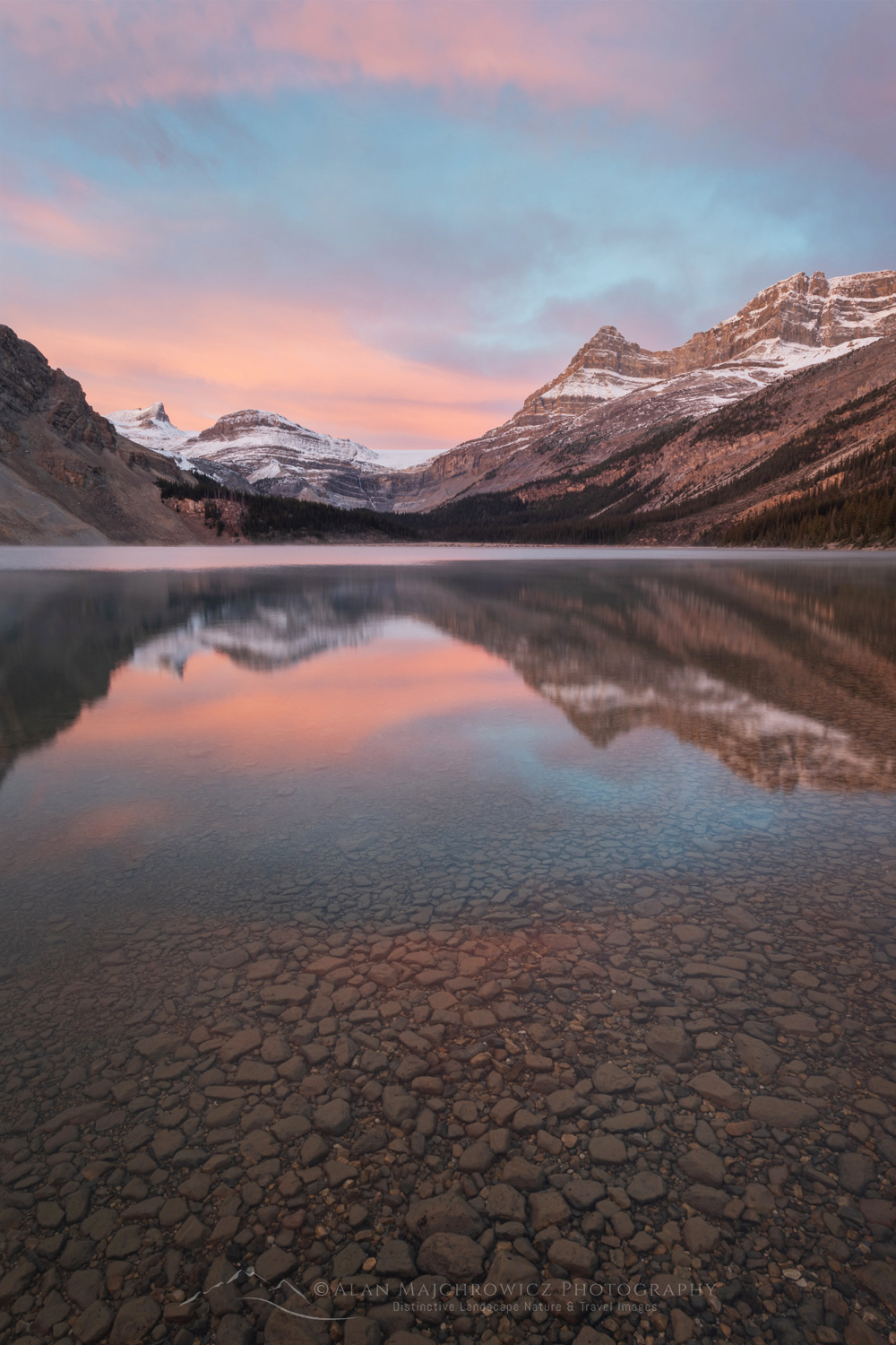 Sunrise over Bow Lake with Waputik Mountains in the distance. Banff National Park. Alberta, Canada #88688